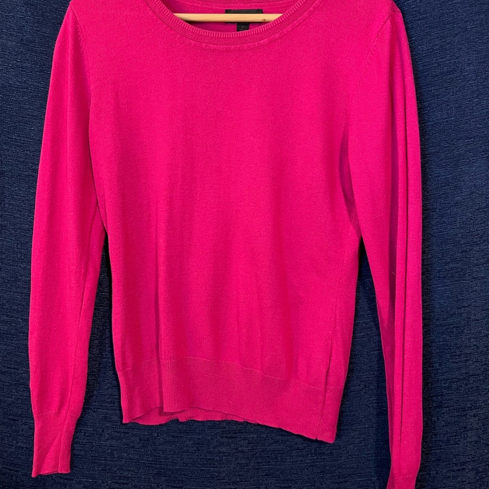 Worthington Pink Crew Neck Sweater with Ribbed Details